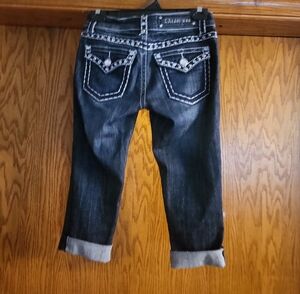 L.A. Idol Black Cropped Jeans with White Stitching